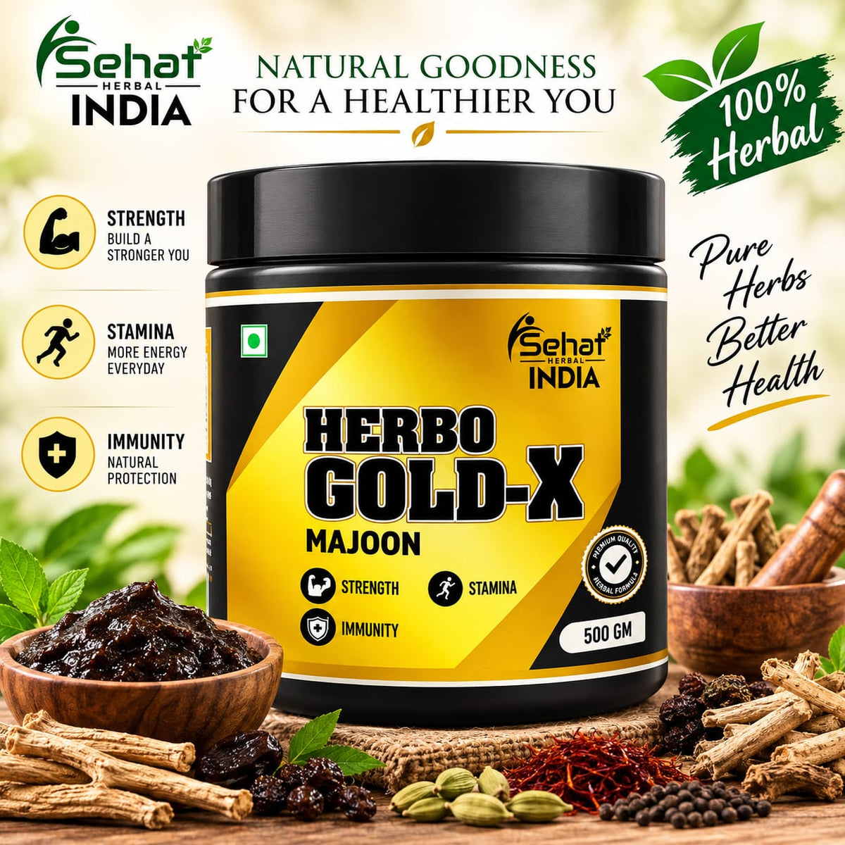 Sehat Herbal's Premium Herbo Gold-X Pro Majoon - 500Grm