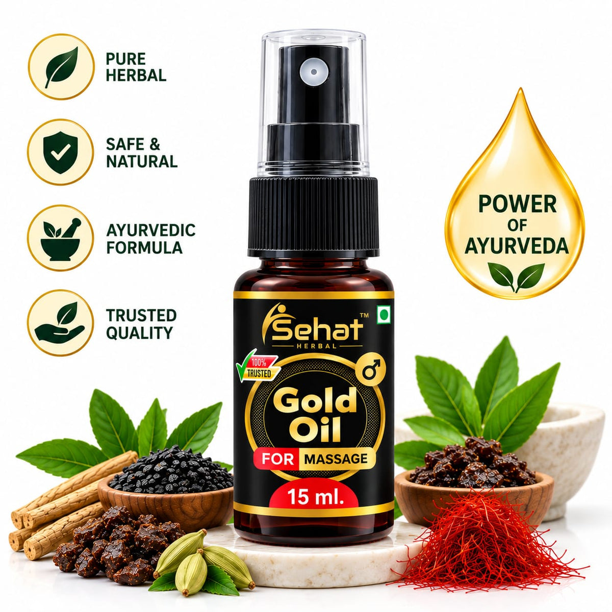 Sehat Herbal India Gold Oil for Men - 15ML